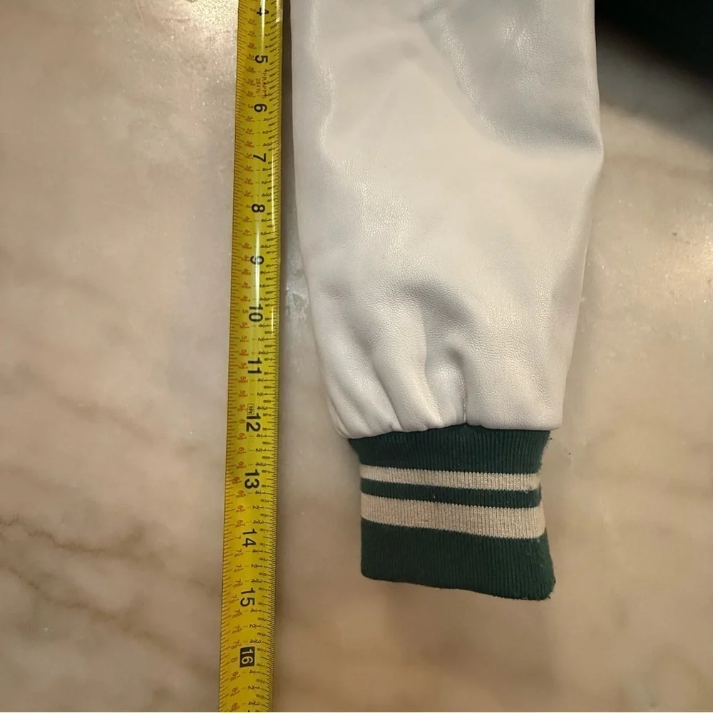 Zara kids Green and White Varsity letterman Jacket boys size 6